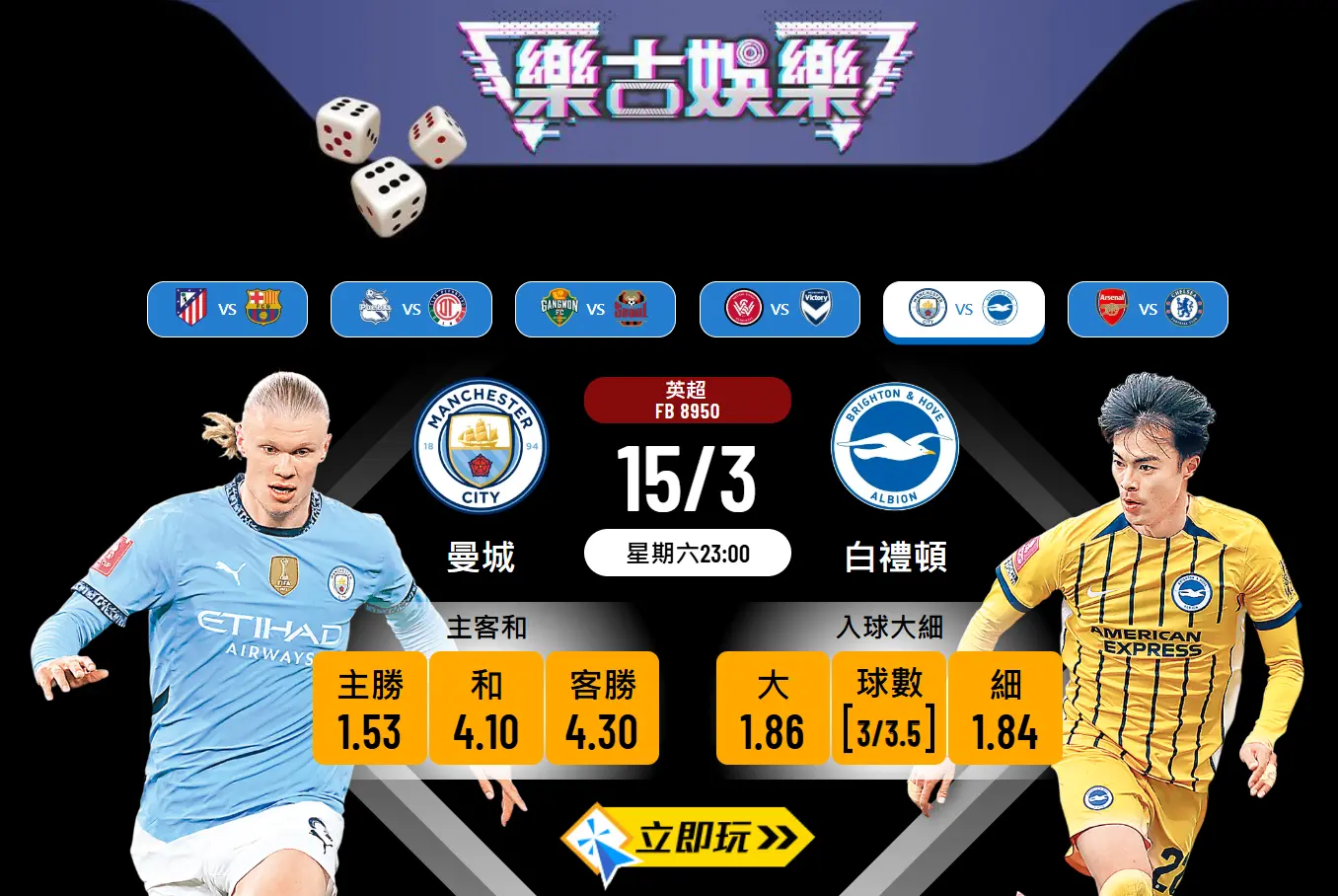 樂古波膽推介🔥曼城對白禮頓⚽️ 附詳細數據及陣容分析