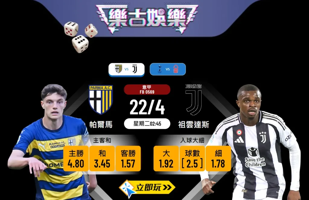 意甲帕爾馬 vs 祖雲達斯 樂古波膽推介：護級戰與爭前四的激烈交鋒