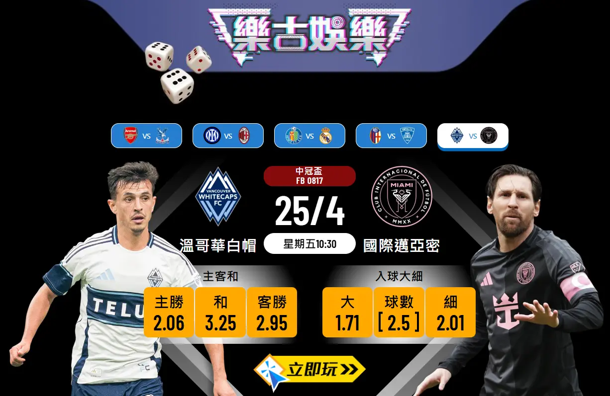 溫哥華白帽 vs 國際邁亞密樂古波膽全攻略：5大賠率數據直擊分析