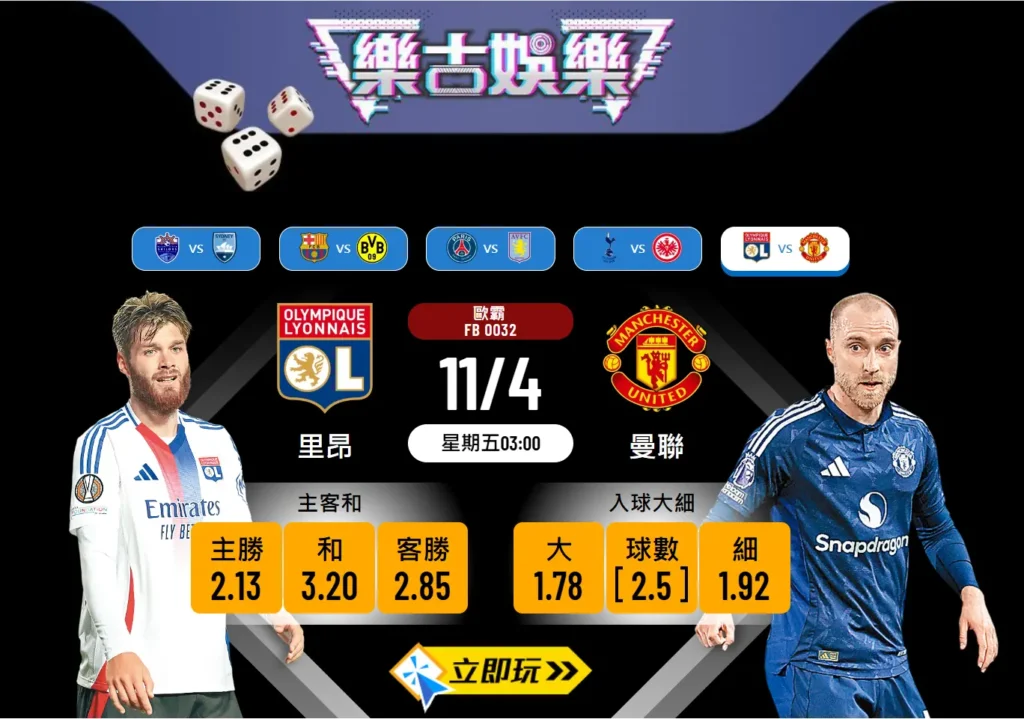 歐霸盃8強首回合波膽推介：里昂 vs 曼聯 🎯