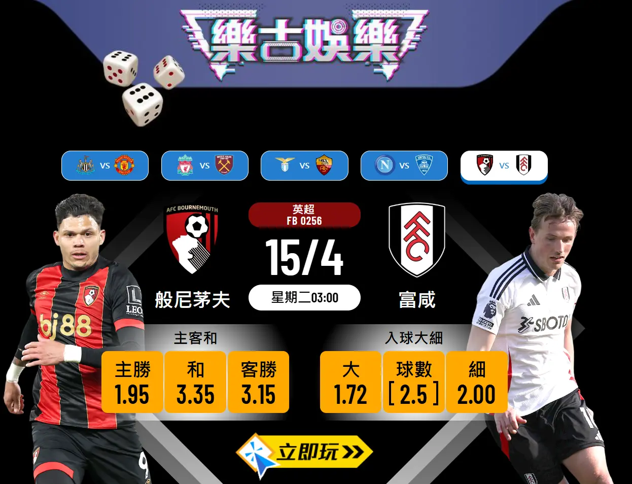般尼茅夫VS富咸：英超樂古波膽推介及深入分析