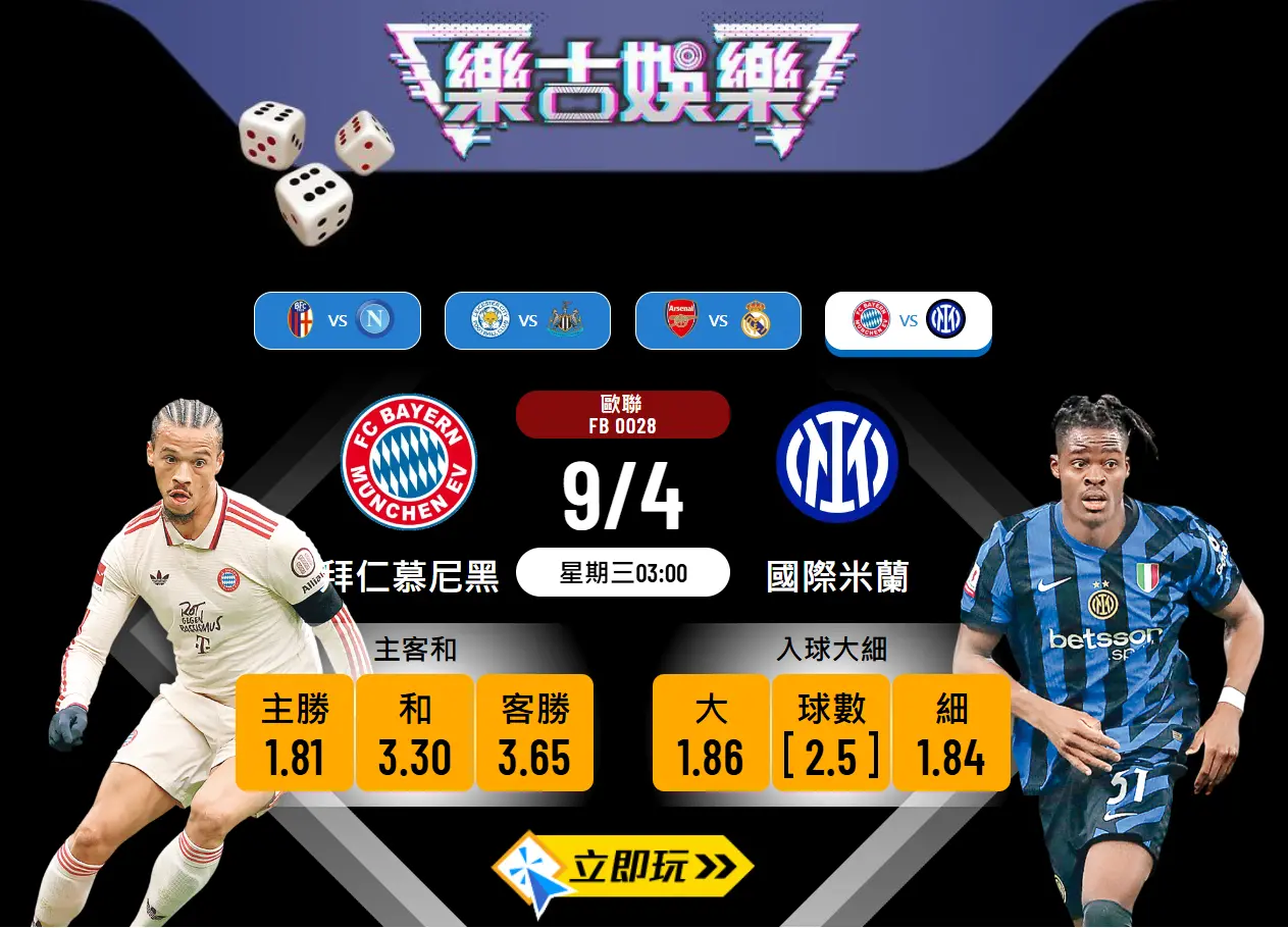 歐聯8強波膽推介：拜仁慕尼黑 vs 國際米蘭 分析與預測