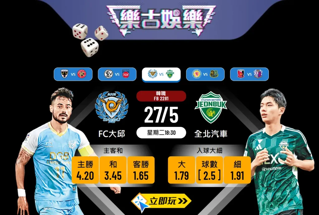 FC大邱 vs 全北汽車：2025年韓職焦點波膽推介（含數據分析）