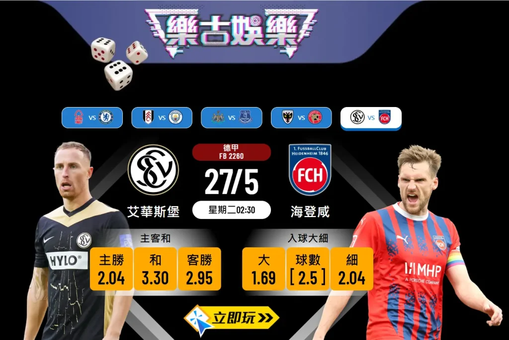 艾華斯堡 vs 海登咸德甲升降班附加賽：波膽心水分析與數據（2025最新推薦）