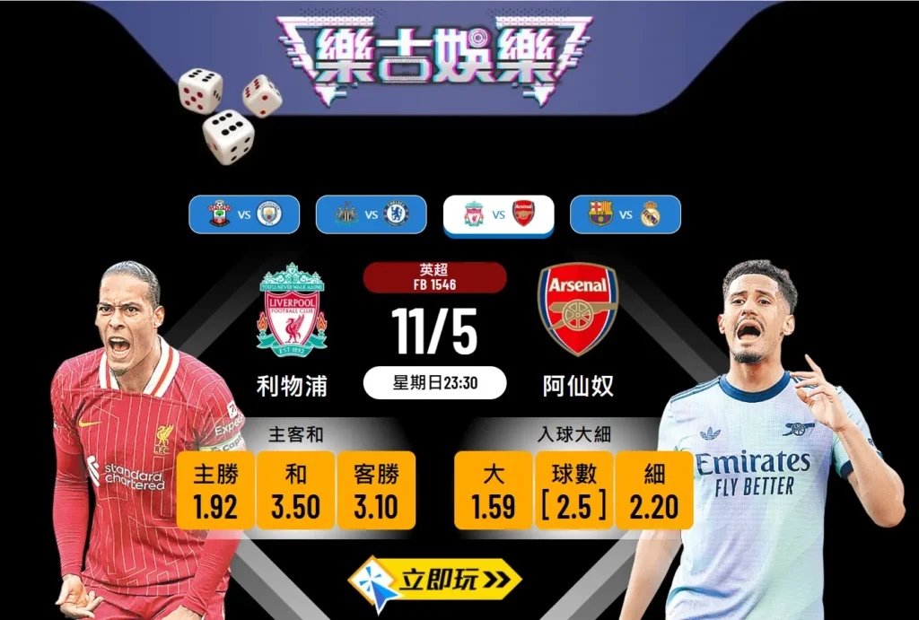 利物浦 vs 阿仙奴波膽推介：3大數據角度預測，全面剖析利物浦 vs 阿仙奴英超大戰