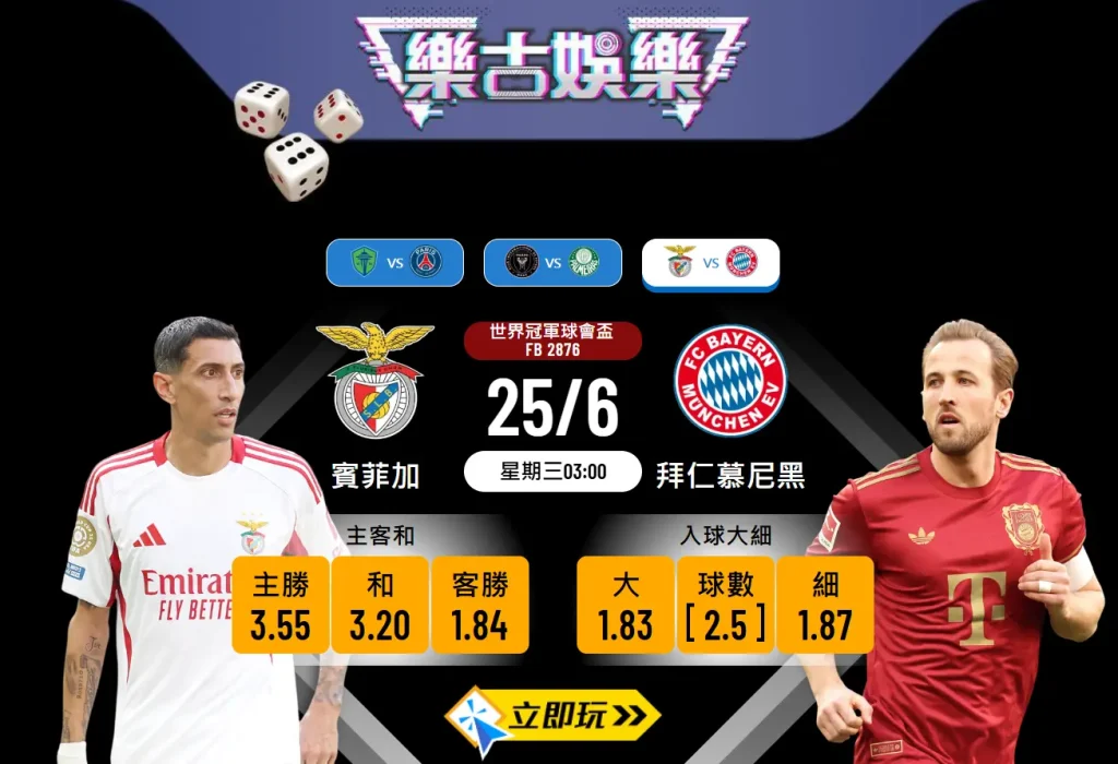 世冠盃前瞻：賓菲加 vs 拜仁慕尼黑 5大關鍵點與賽果預測