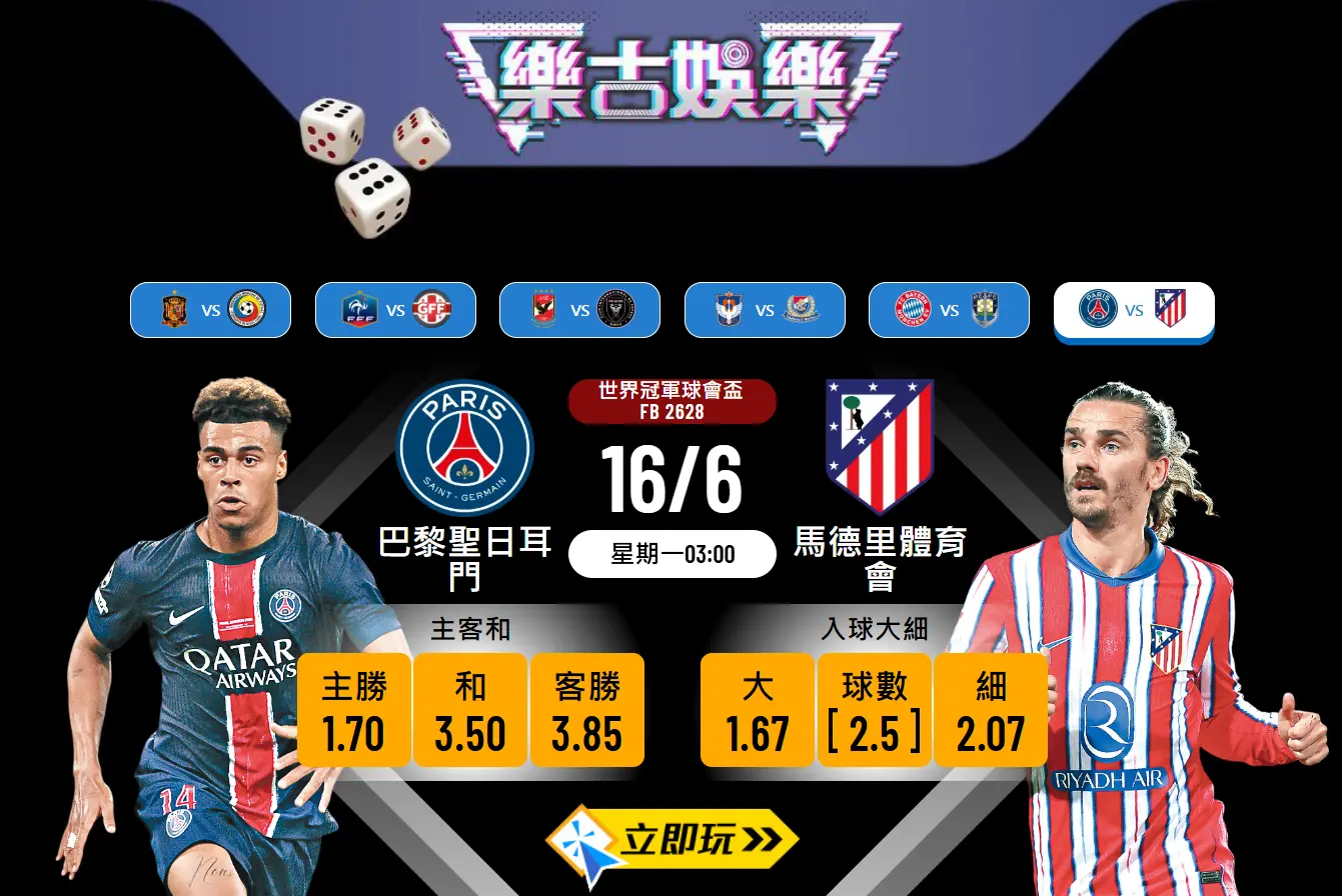 世冠盃前瞻：巴黎聖日耳門 vs 馬德里體育會 3大焦點波膽預測 ⚽🏆