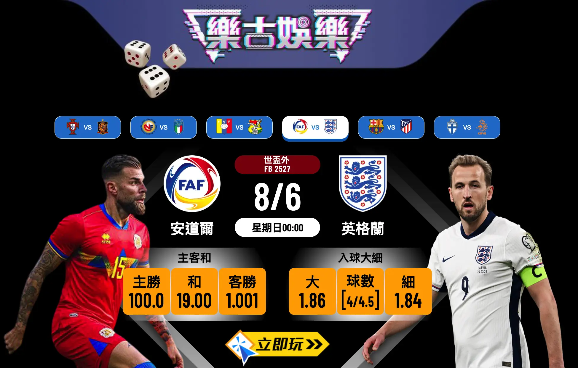 英格蘭 vs 安道爾：世盃外歐洲區K組爆冷或穩勝？五大波膽精選與賠率全攻略