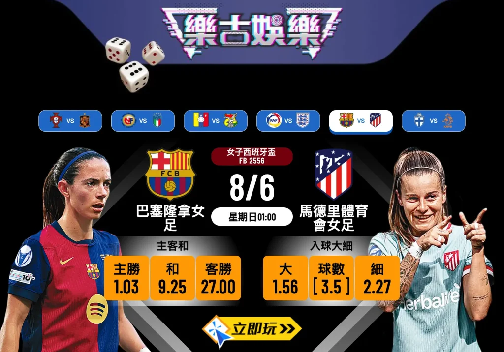 巴塞隆拿女足 vs 馬德里體育會女足波膽推介：決賽前瞻與盤路分析（含3大數據亮點）