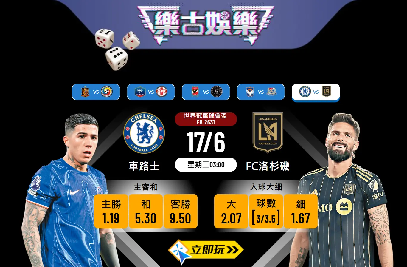 世冠盃前瞻分析：車路士 vs FC洛杉磯 3大焦點與波膽推介
