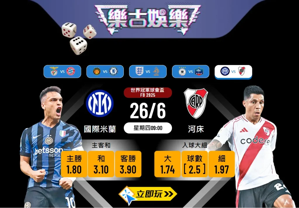 世冠盃前瞻分析：國際米蘭 vs 河床的3大關鍵看點與賽果預測