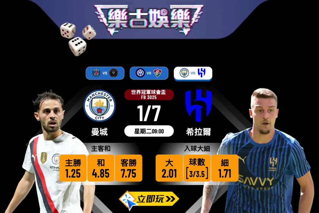 曼城 vs 希拉爾波膽心水分析：三大理由看3-0，世冠盃強弱懸殊預測