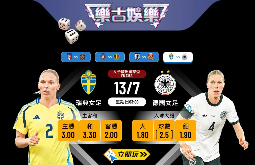 女子歐國盃前瞻：瑞典女足 vs 德國女足 5大關鍵數據分析