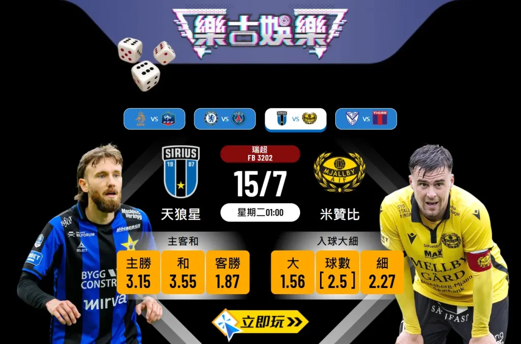 瑞超獨腳戲前瞻：天狼星 vs 米贊比 7場不敗數據揭示玄機