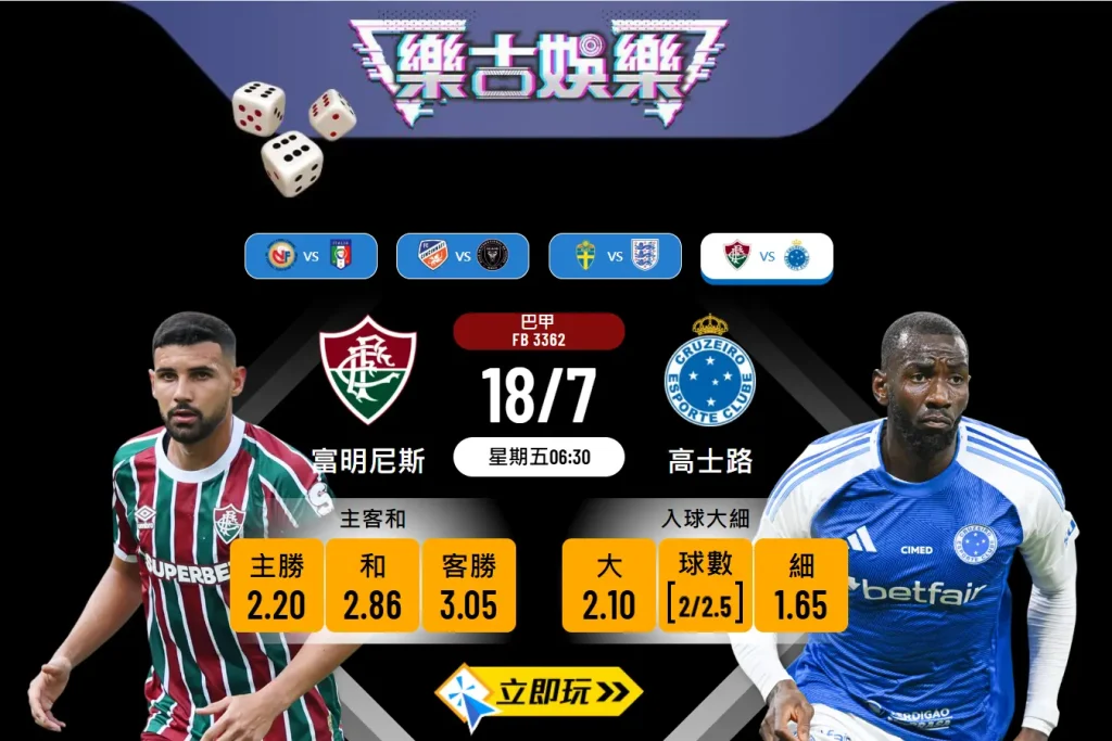 富明尼斯 vs 高士路：2025年巴甲波膽精準推介及深度分析（含近6戰勝率數字）