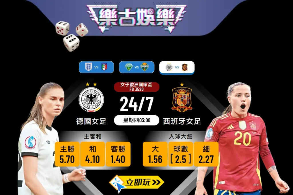【歐國盃4強前瞻】德國女足 vs 西班牙女足 深度分析及3大波膽推介