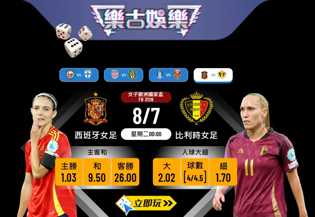 女子歐國盃前瞻：西班牙女足 vs 比利時女足 深度分析與3大關鍵數據