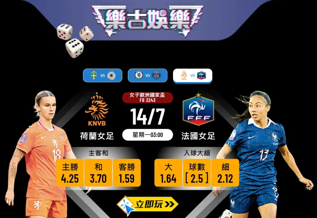 荷蘭女足 vs 法國女足：高盧雄雞強勢衝擊11連勝