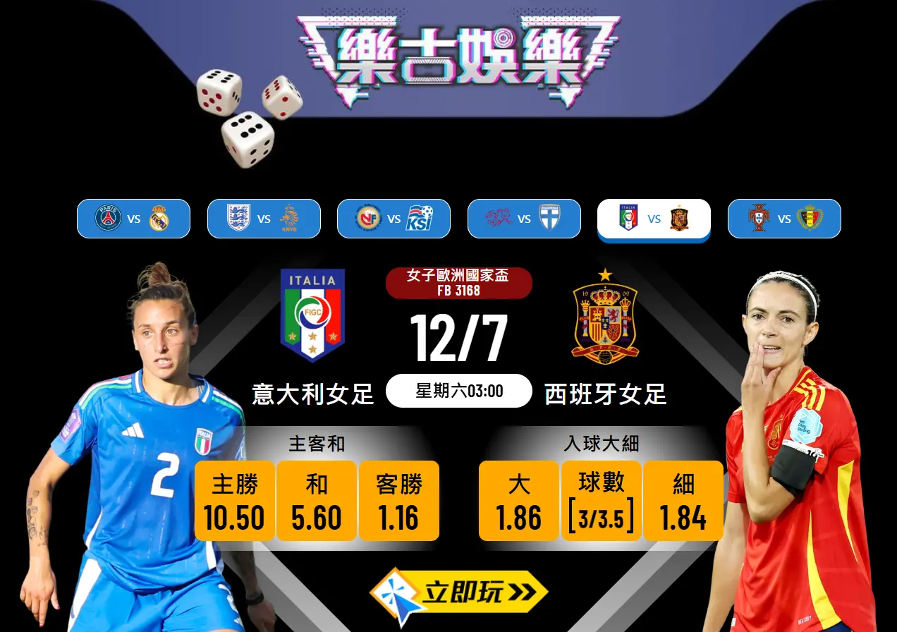 2025歐國盃前瞻：意大利女足 vs 西班牙女足 深度分析及波膽預測