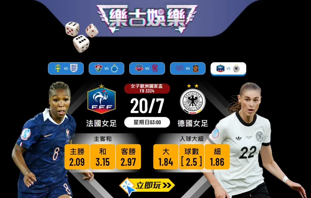 女子歐國盃8強前瞻：法國女足 vs 德國女足 3大關鍵數據分析