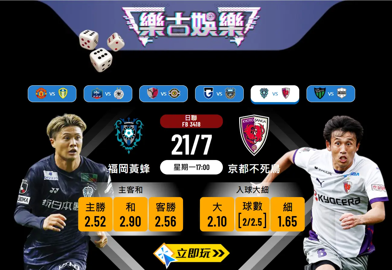 日聯前瞻2025：福岡黃蜂 vs 京都不死鳥 數據分析與波膽預測