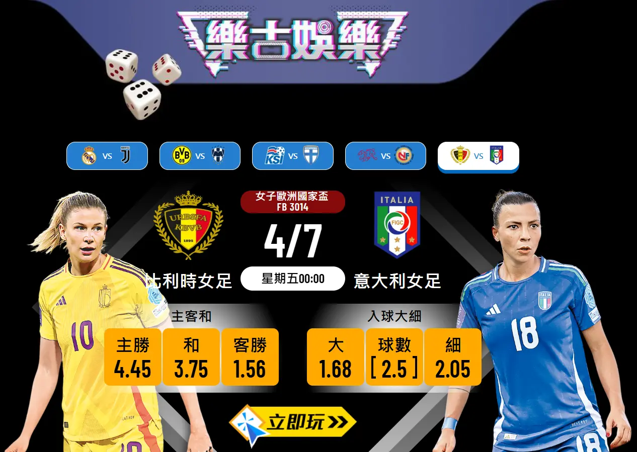 比利時女足 vs 意大利女足：4大關鍵揭示主勝超值之選