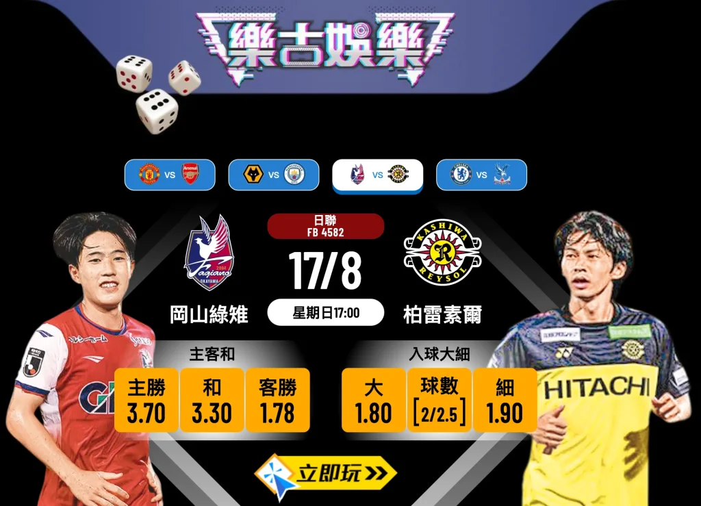日職前瞻分析 2：岡山綠雉 vs 柏雷素爾，客隊劍指榜首寶座