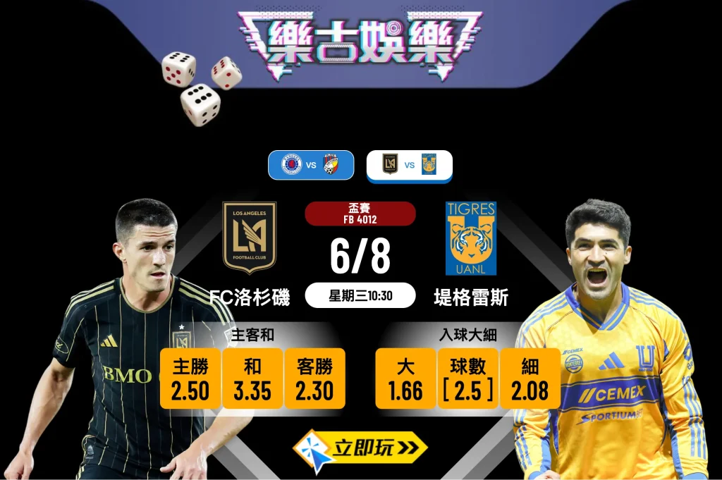 北美聯盃4連勝強勢登場：FC洛杉磯 vs 堤格雷斯 深度前瞻及波膽預測