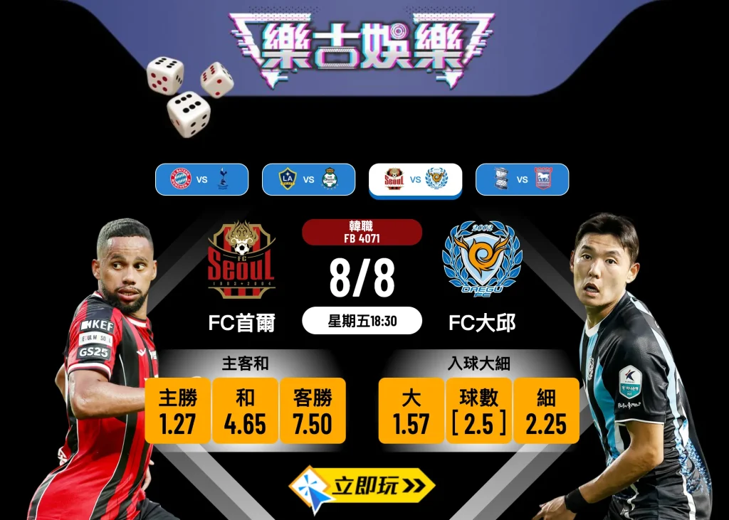 韓職前瞻2025：FC首爾 vs FC大邱 深度分析及波膽推介