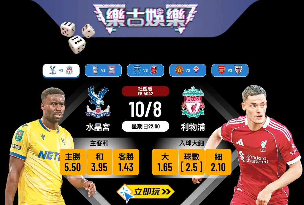 社區盾前瞻2025：利物浦 vs 水晶宮 數據拆解及賽果預測
