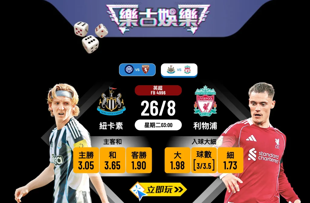 英超前瞻分析：紐卡素 vs 利物浦，拆解8大關鍵數據與賽果預測