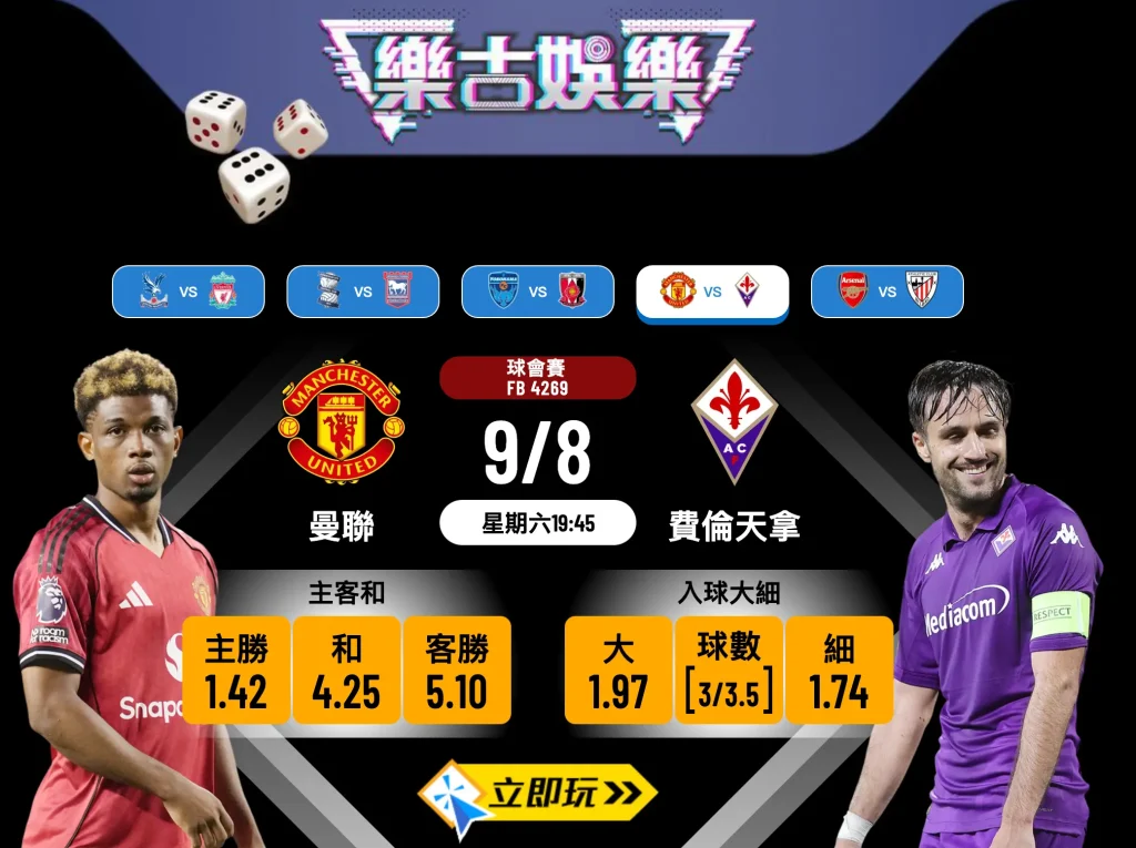 球會賽前瞻分析：曼聯 vs 費倫天拿 4大波膽推介