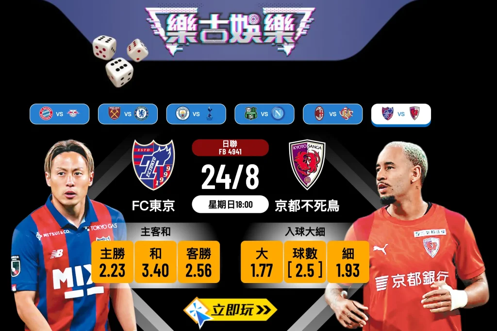 日職聯前瞻分析：FC東京 vs 京都不死鳥 3大關鍵數據拆解