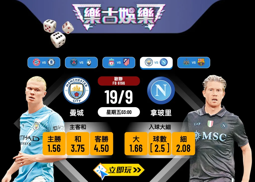 歐聯前瞻2025：曼城 vs 拿玻里 精準波膽及賽果預測