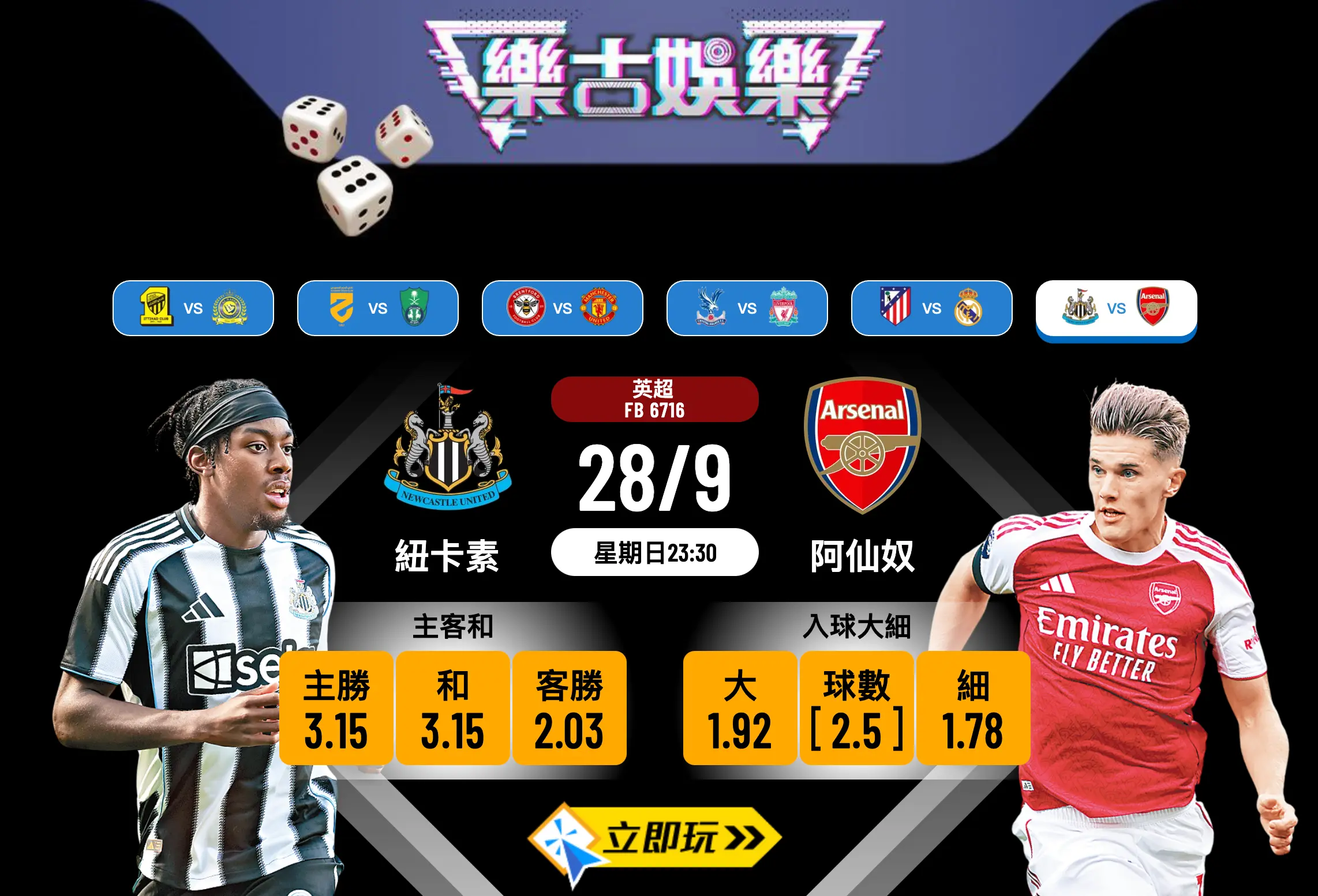 英超前瞻：紐卡素 vs 阿仙奴 89%數據揭示入球荒？
