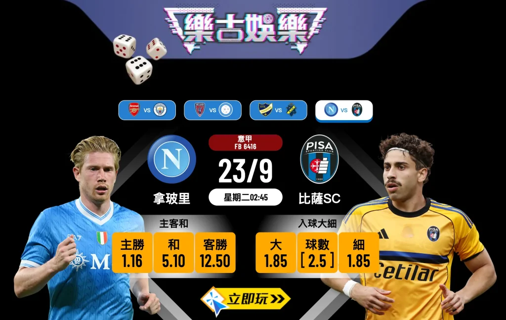【意甲前瞻】拿玻里 vs 比薩SC：王者主場迎戰升班馬的3大關鍵