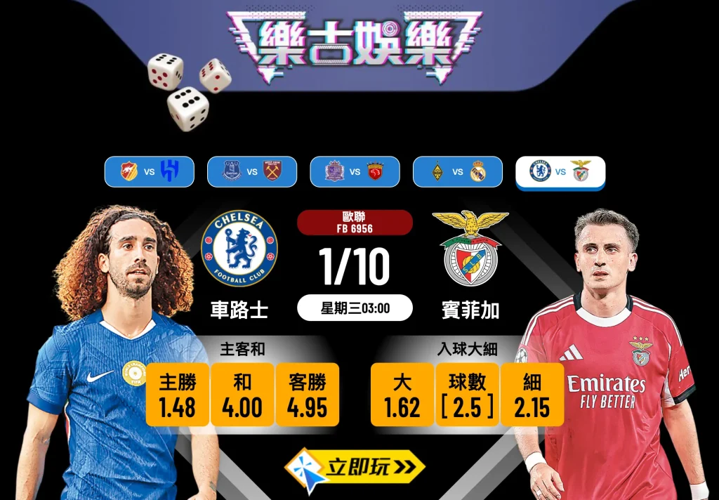 歐聯前瞻：車路士 vs 賓菲加 3大看點與波膽分析