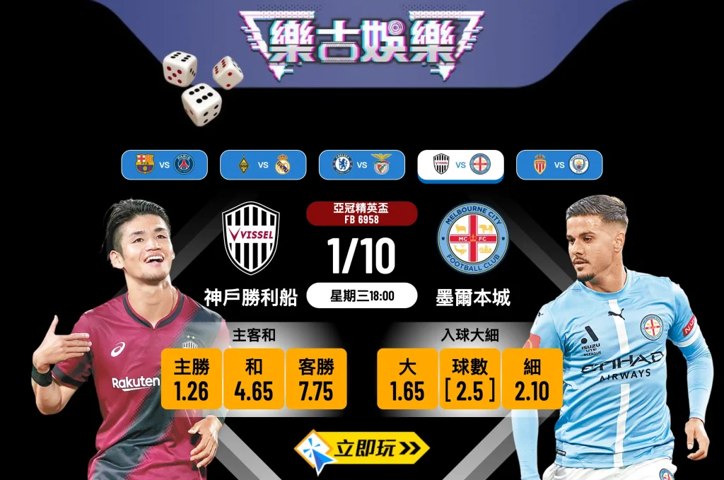 亞冠精英盃前瞻分析：神戶勝利船 vs 墨爾本城 3大關鍵數據拆解
