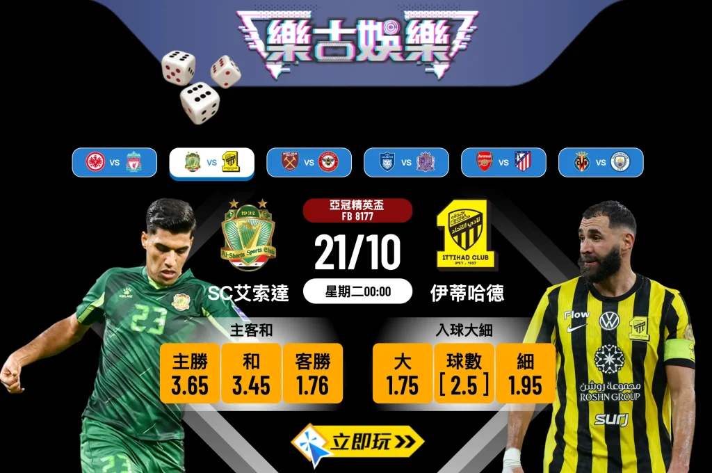 亞冠精英盃2025前瞻：伊蒂哈德 vs SC艾索達 深度剖析及波膽推介