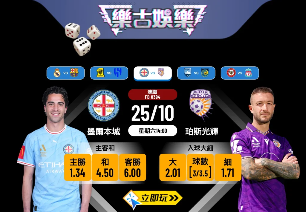 【澳職前瞻】墨爾本城 vs 珀斯光輝 3大關鍵數據拆解