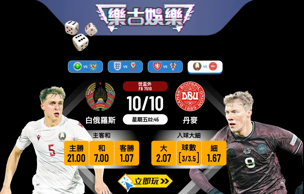 世盃外焦點：白俄羅斯 vs 丹麥 3大必睇入球數據分析
