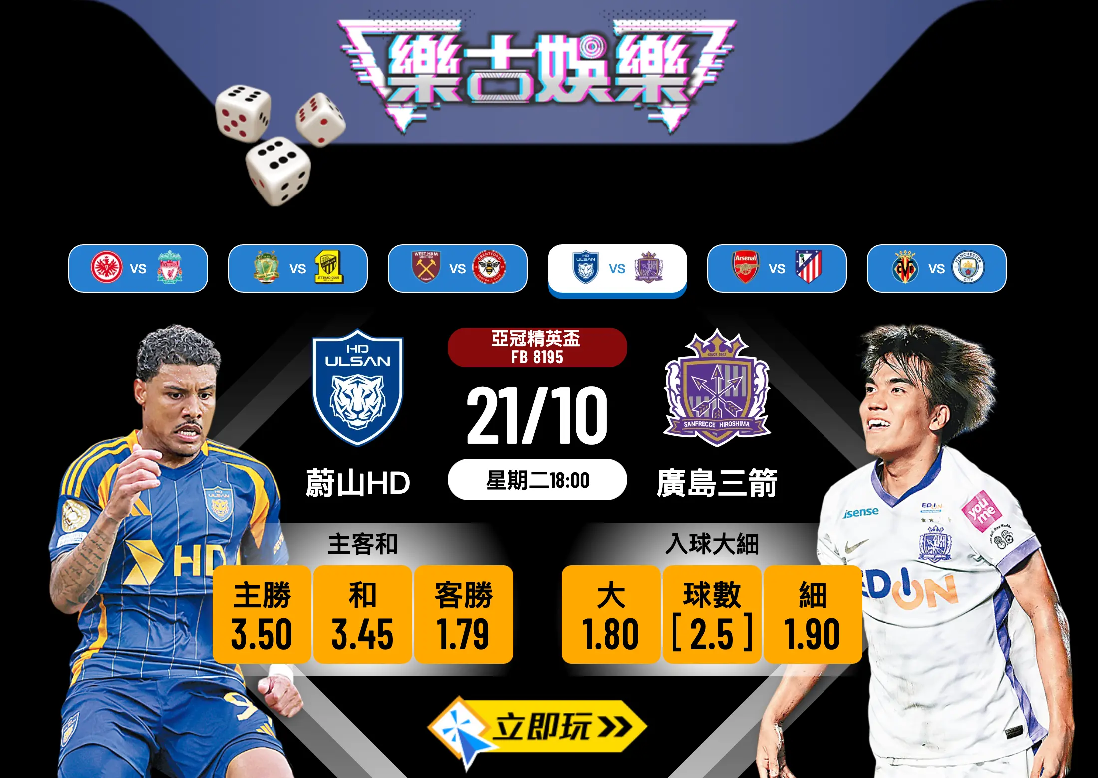 亞冠精英盃前瞻分析：蔚山HD vs 廣島三箭 3大波膽預測