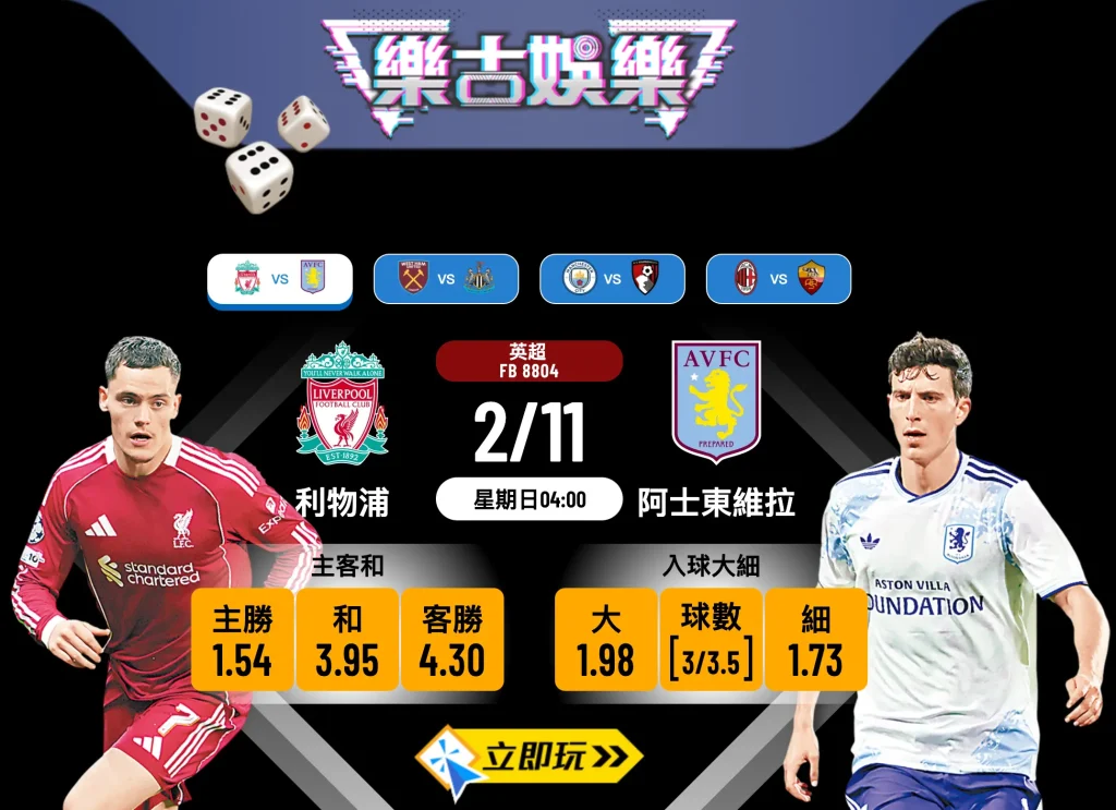 英超前瞻分析2025：利物浦 vs 阿士東維拉，紅軍主場4連敗後能否反彈？