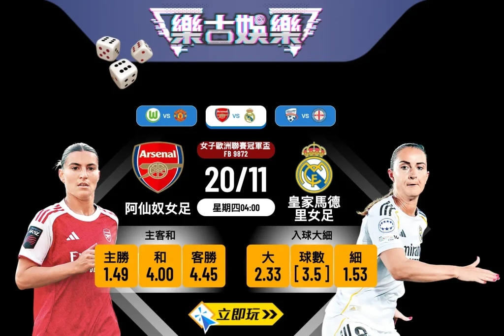 歐聯女足前瞻：阿仙奴女足 vs 皇家馬德里女足 3大焦點賽事分析