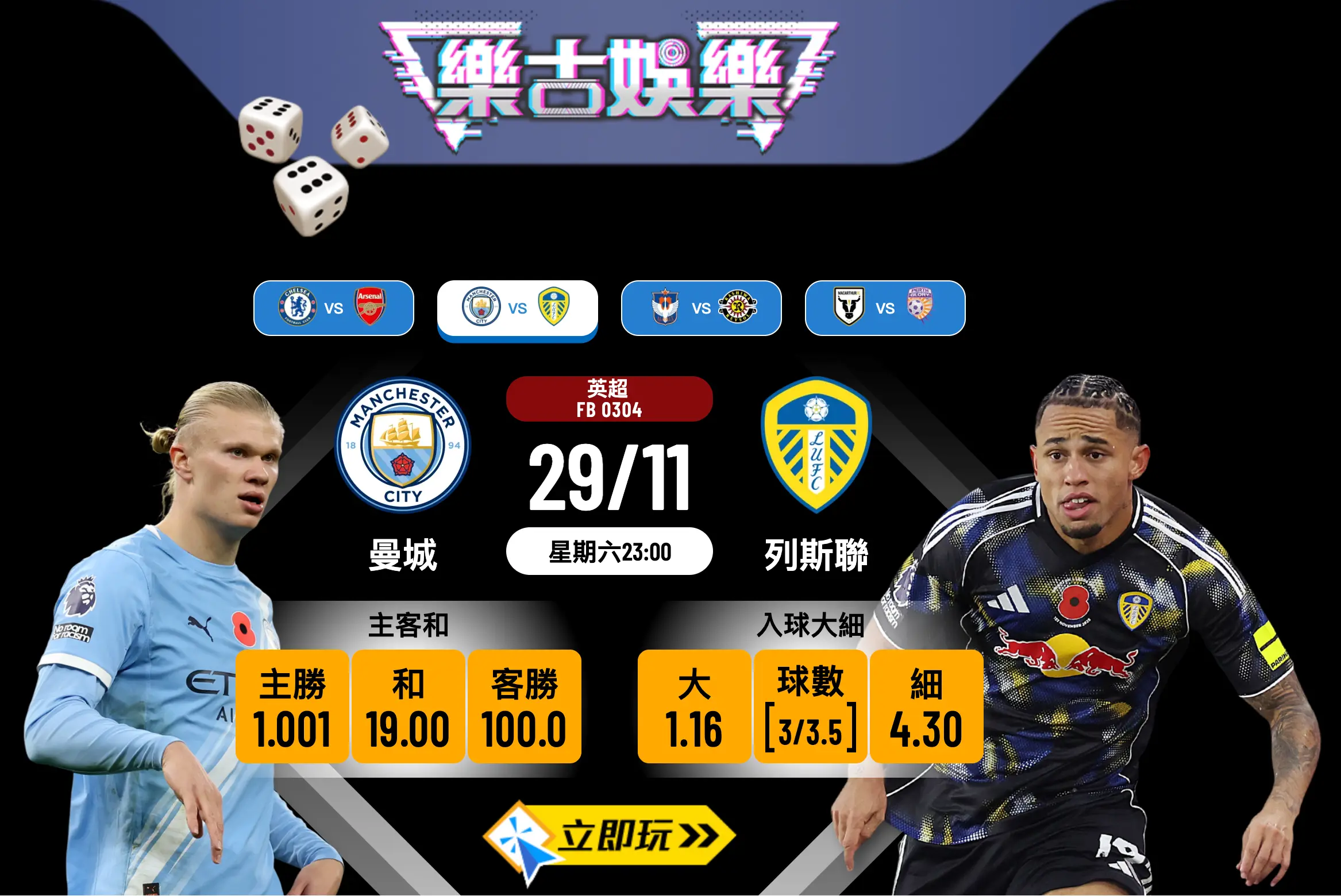 曼城 vs 列斯聯：5大波膽推介分析英超焦點戰