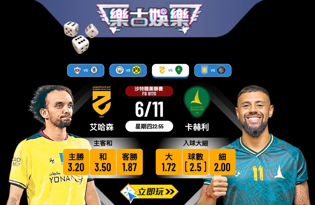 沙特聯3大數據拆解：艾哈森 vs 卡赫利 波膽預測及賽事分析