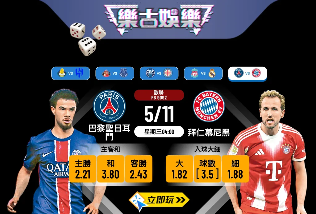 歐聯4大焦點：巴黎聖日耳門 vs 拜仁慕尼黑 賽前詳盡分析及波膽推介