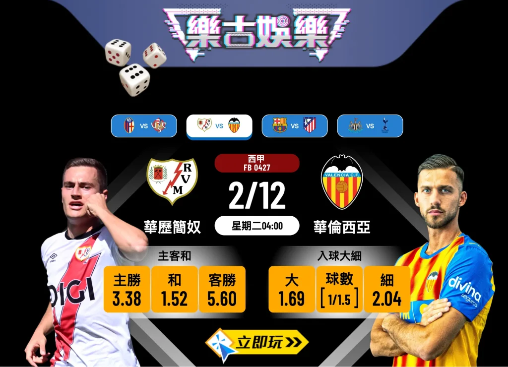 西甲前瞻2025：華歷簡奴 vs 華倫西亞，入球荒下的3大悶戰格局分析