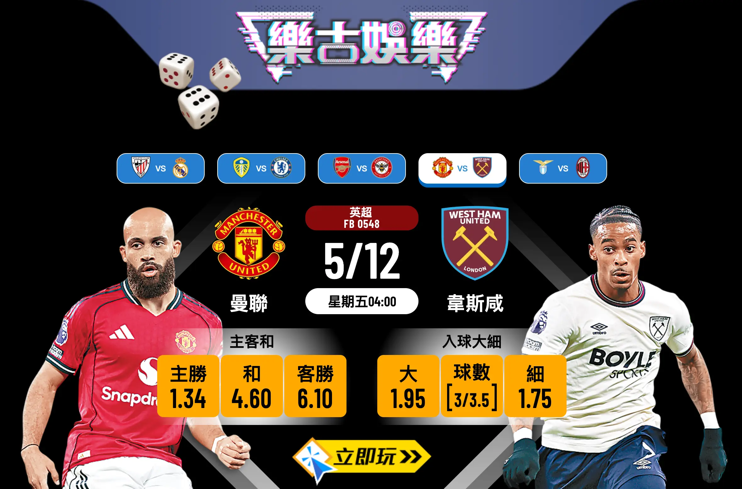 英超前瞻分析：曼聯 vs 韋斯咸 4大波膽推介