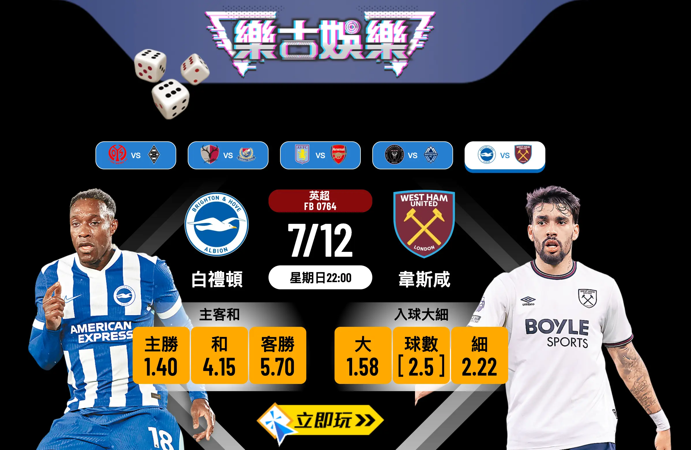 英超前瞻：白禮頓 vs 韋斯咸 3 大核心數據拆解及波膽推介